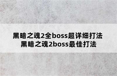 黑暗之魂2全boss超详细打法 黑暗之魂2boss最佳打法